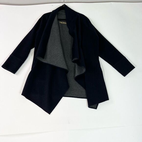 Michael Kors Cardigan Women's Large Waterfall Collar Open Front Wool Blend - Picture 1 of 10